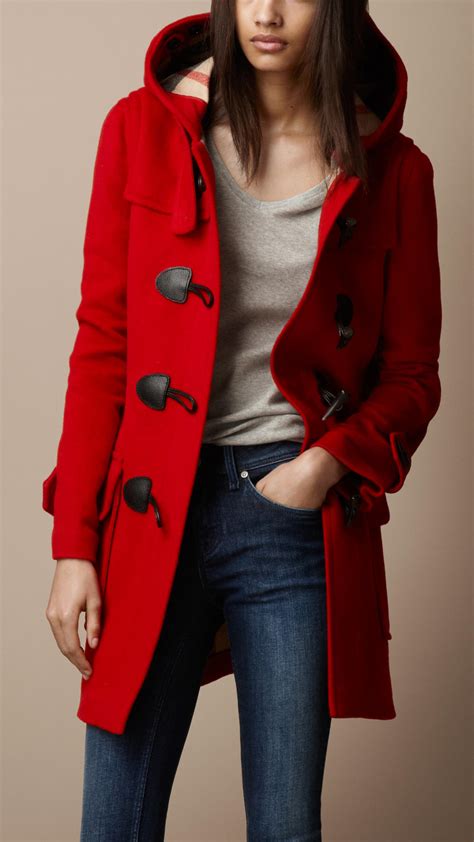 burberry red plaid coat|Burberry duffle coat women's.